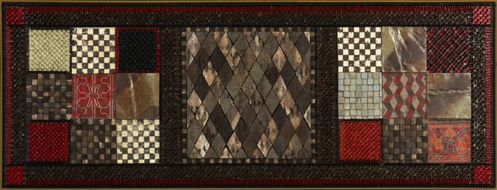 Fernando Velloso (Brazilian, Contemporary): Fernando Velloso (Brazilian, Contemporary) "Untitled", 2007, mixed media relief, acrylic, enamel, metal and wood, the center panel composed of pieces of wooden flooring found by the artist in Belo Hor