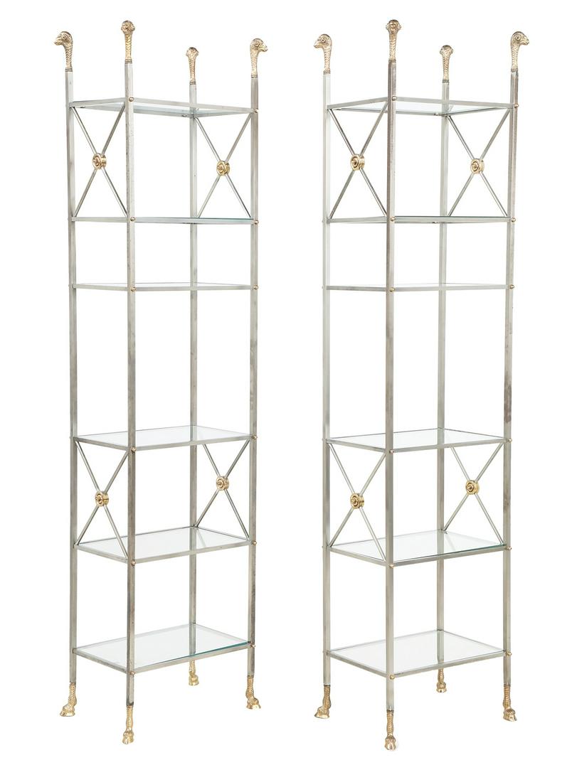Pair of French Steel, Brass and Glass Etageres (1 of 3)