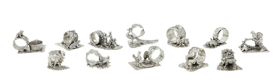 Twelve Silverplate Figural Animal Napkin Rings (1 of 13)