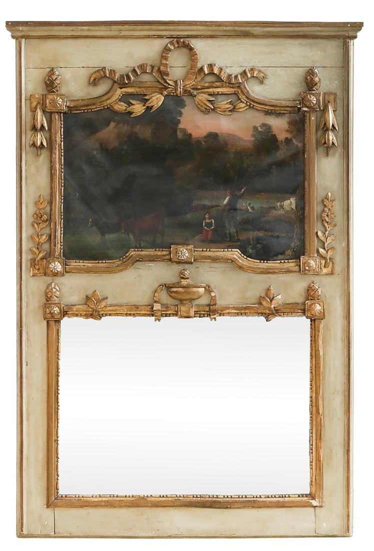 Louis XVI Painted and Parcel-Gilt Trumeau Mirror (1 of 2)