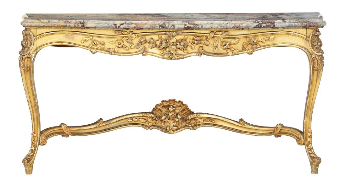 Louis XV-Style Marble-Top Console Table (1 of 2)