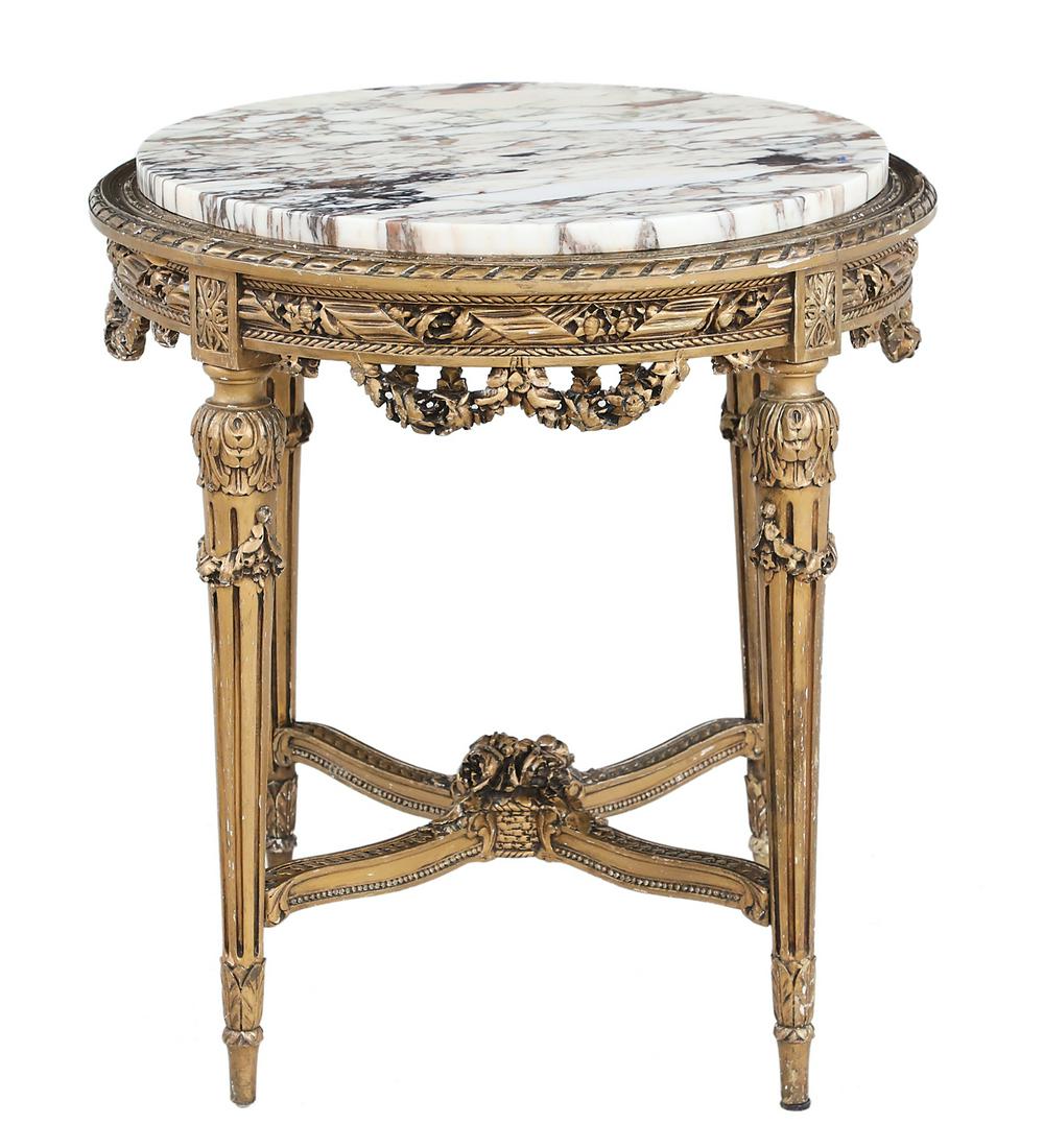 Louis XVI-Style Marble-Top Center Table (1 of 2)