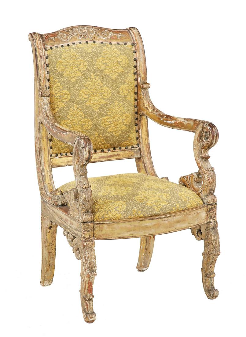 Empire-Style Polychrome Fauteuil (1 of 3)
