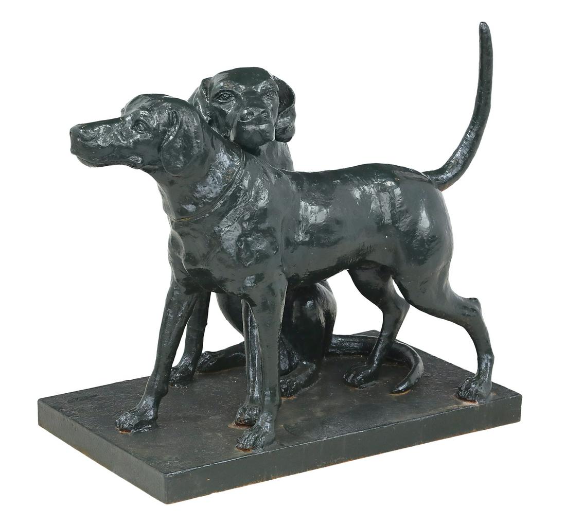 American Cast Iron Garden Figure of Two Hounds (1 of 3)