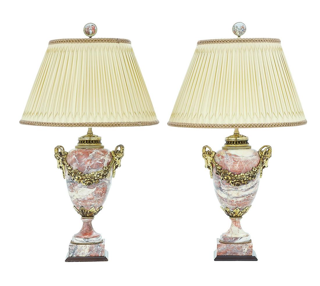 Pair of French Marble and Bronze Potpourri Urns (1 of 2)