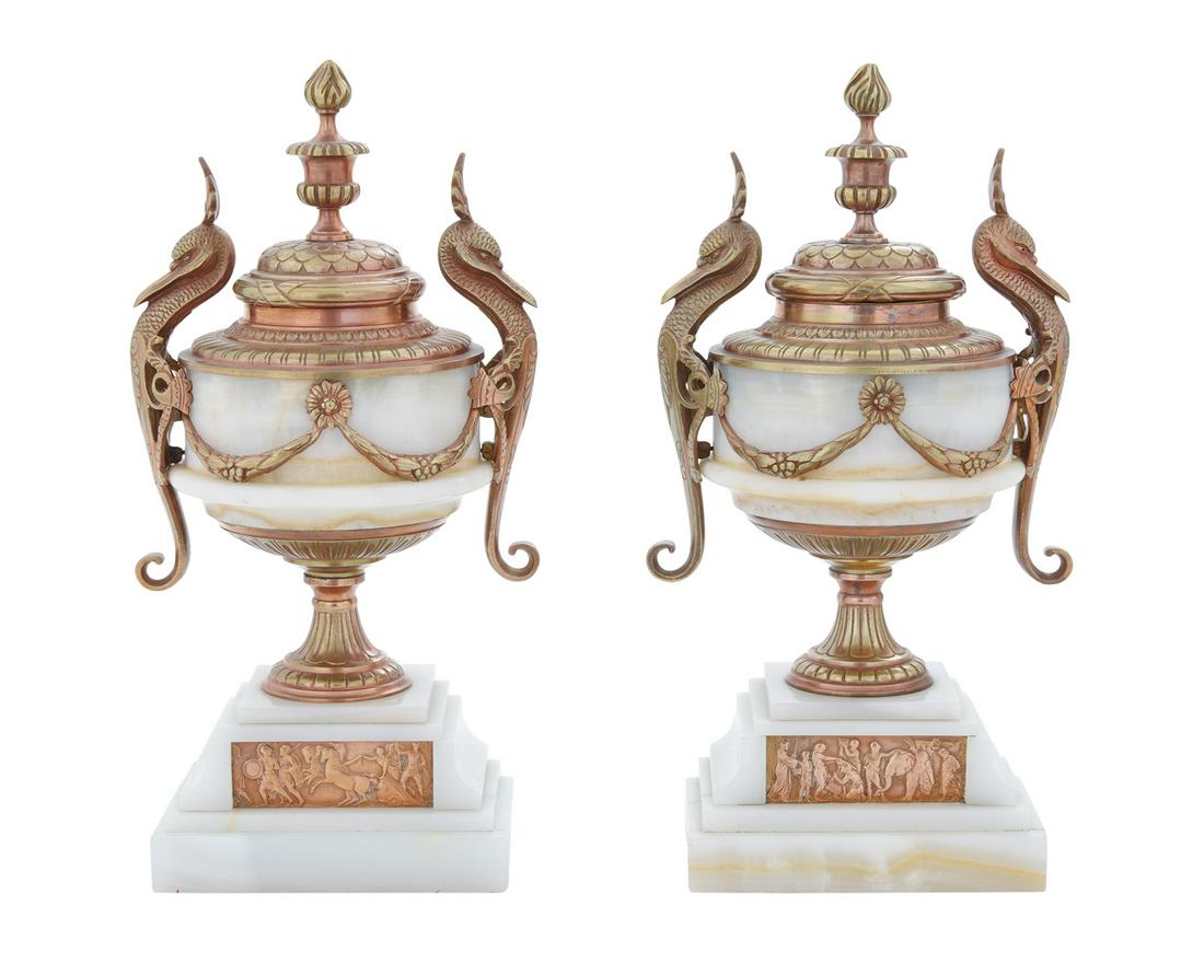 Pair of French Gilt-Bronze and Onyx Urns (1 of 5)
