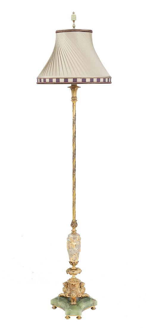 French Beaux-Arts Gilt-Bronze and Onyx Floor Lamp (1 of 2)