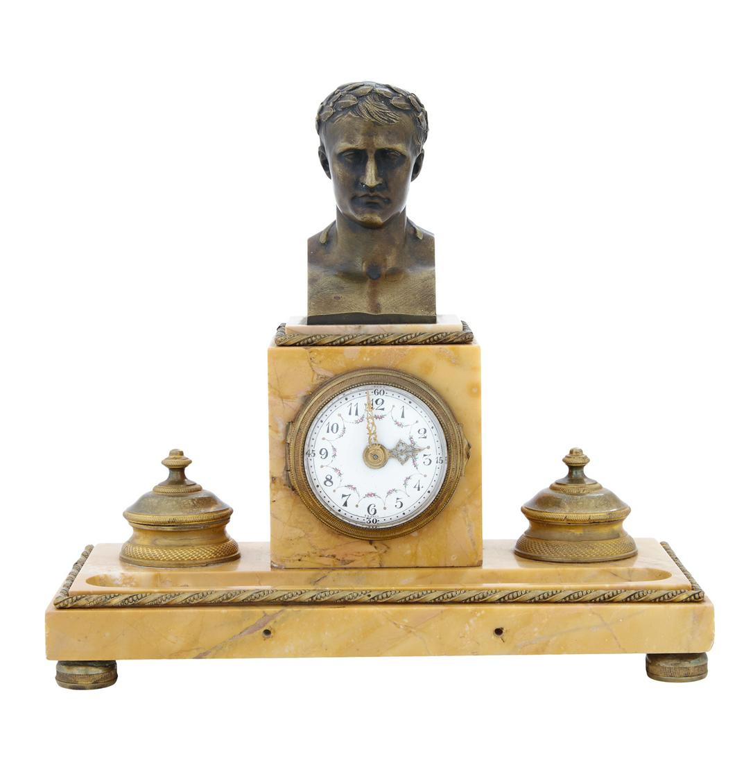 Empire-Style Marble Clock-Mounted Encrier (1 of 6)