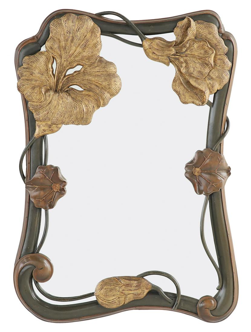 Art Nouveau Carved and Parcel-Gilt Mirror (1 of 2)
