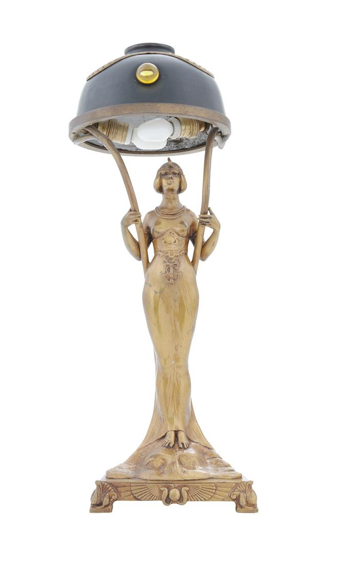 French Egyptian Revival Gilt-Bronze Table Lamp (1 of 3)