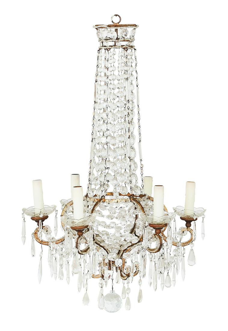 French Gilt-Metal and Glass Chandelier (1 of 1)