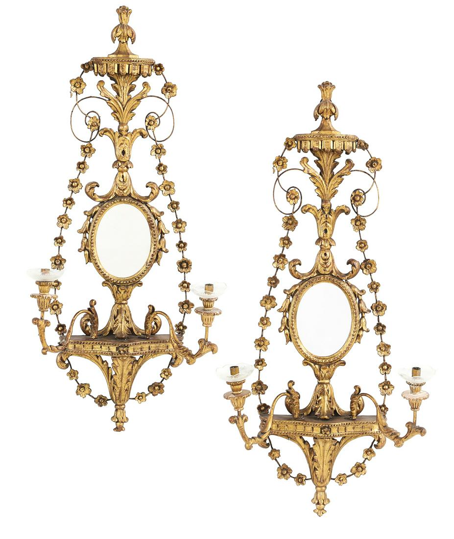 Pair of Italian Giltwood Mirrored Brackets (1 of 4)