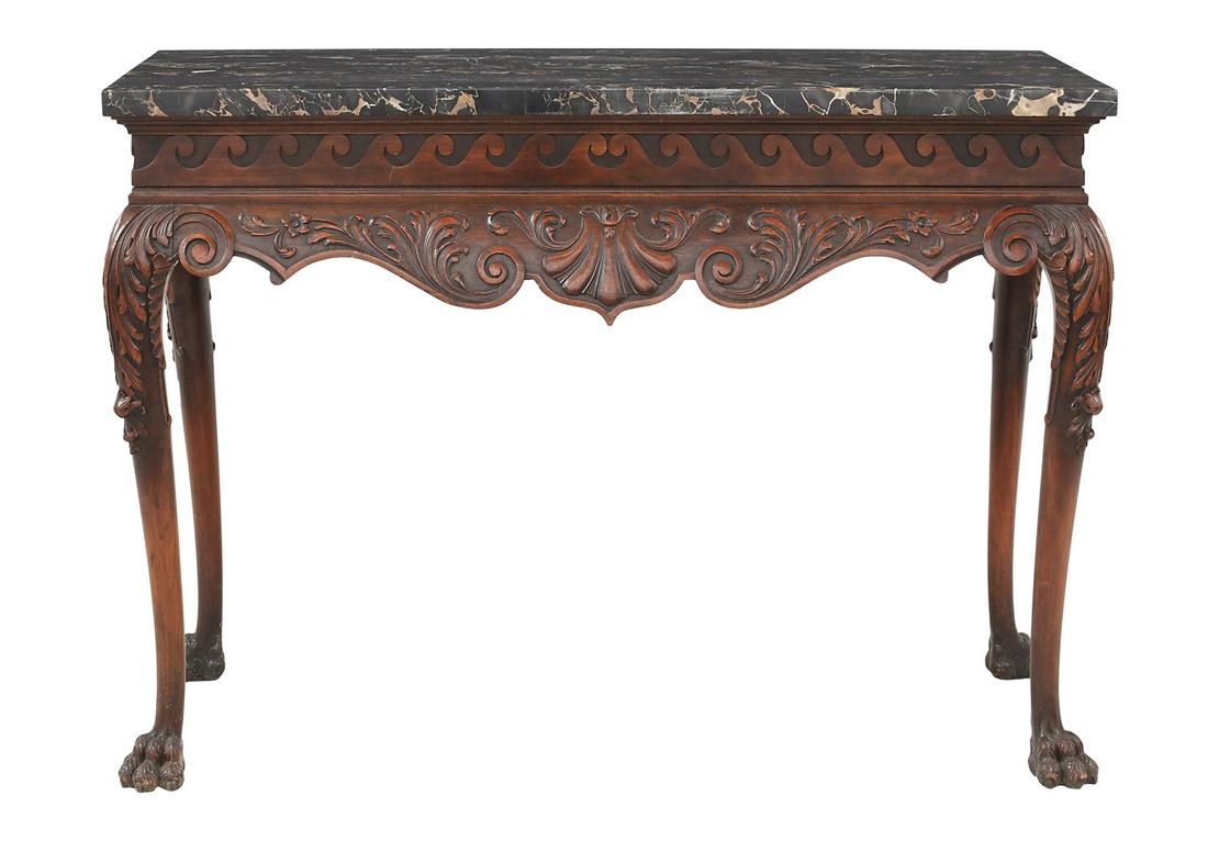 George III-Style Carved Marble-Top Slab Table (1 of 3)