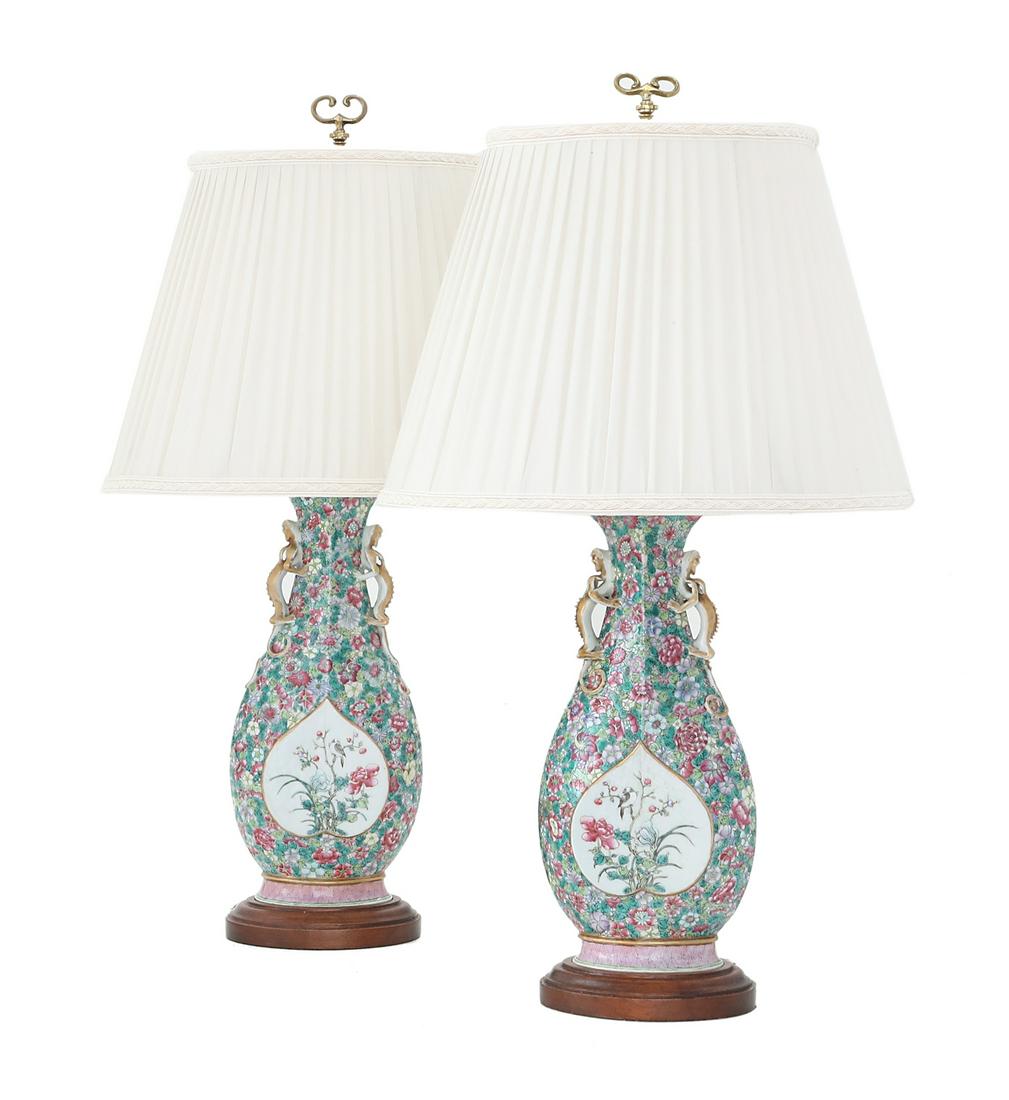 Pair of Chinese Export Mille Fleur Vases (1 of 2)