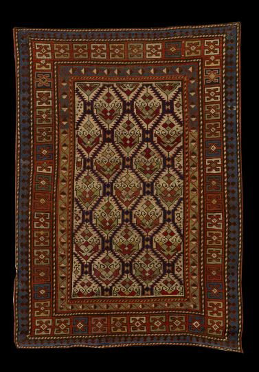 Antique Caucasian Seichour Carpet: Antique Caucasian Seichour Carpet, 4'8" x 3'6".