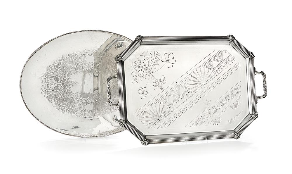 Two English Silverplate Tea Trays (1 of 1)