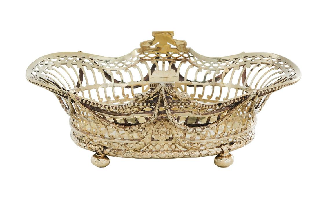 Edwardian Sterling Silver Gilt Fruit Basket (1 of 3)