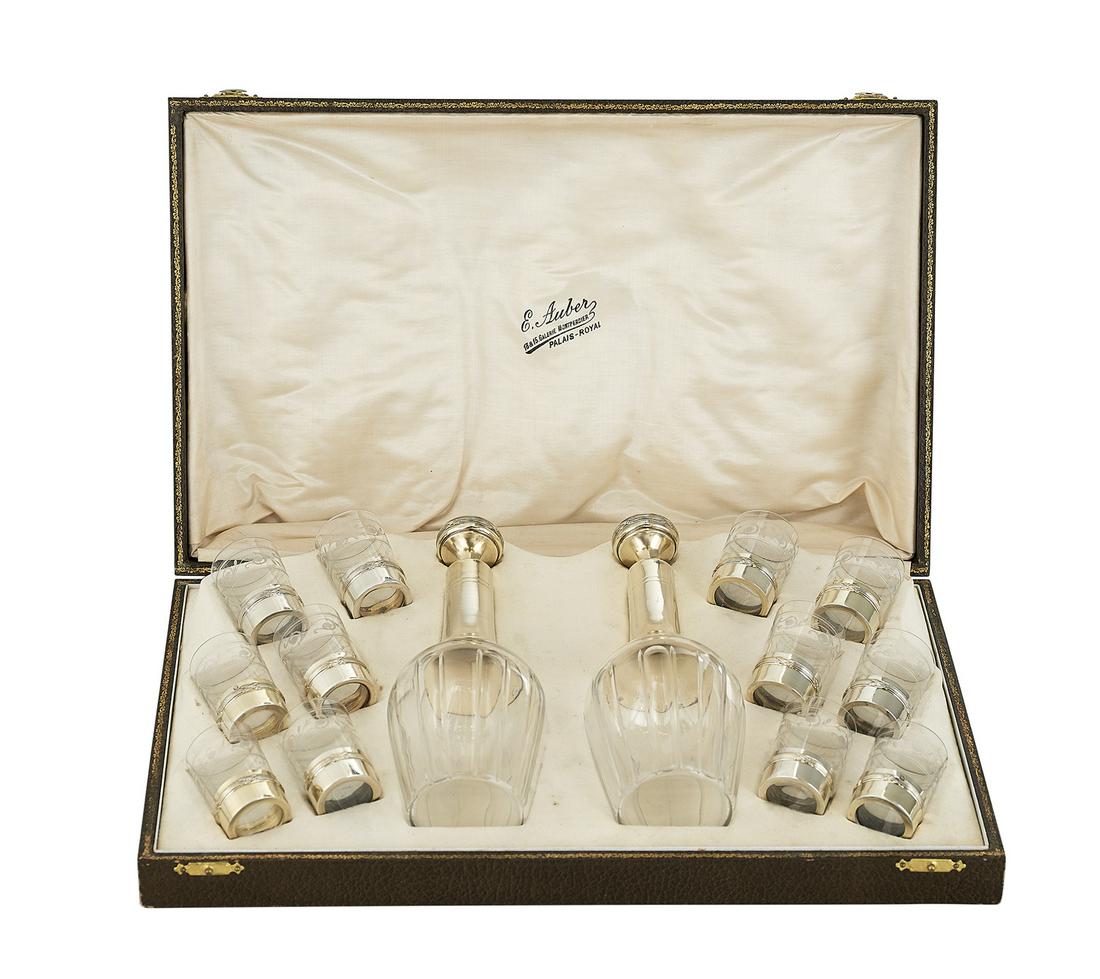 Cased Silver Gilt-Mounted Glass Cordial Set (1 of 3)