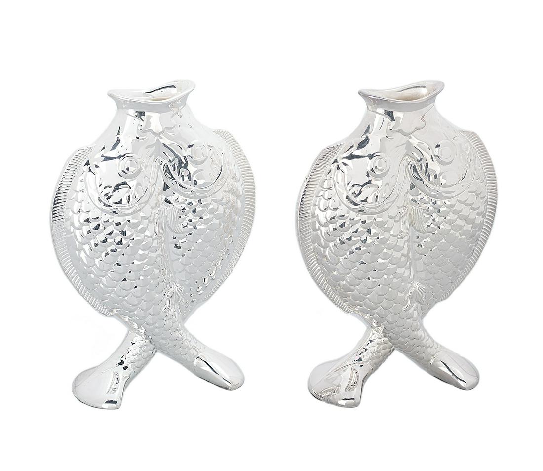 Pair of Christofle Silverplate "Pisces" Vases (1 of 2)