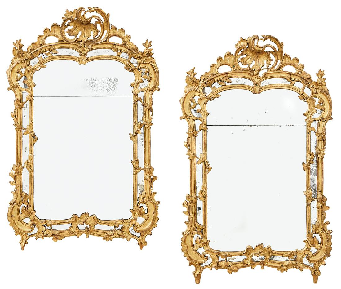 Pair of Rare Louis XV Giltwood Mirrors (1 of 5)