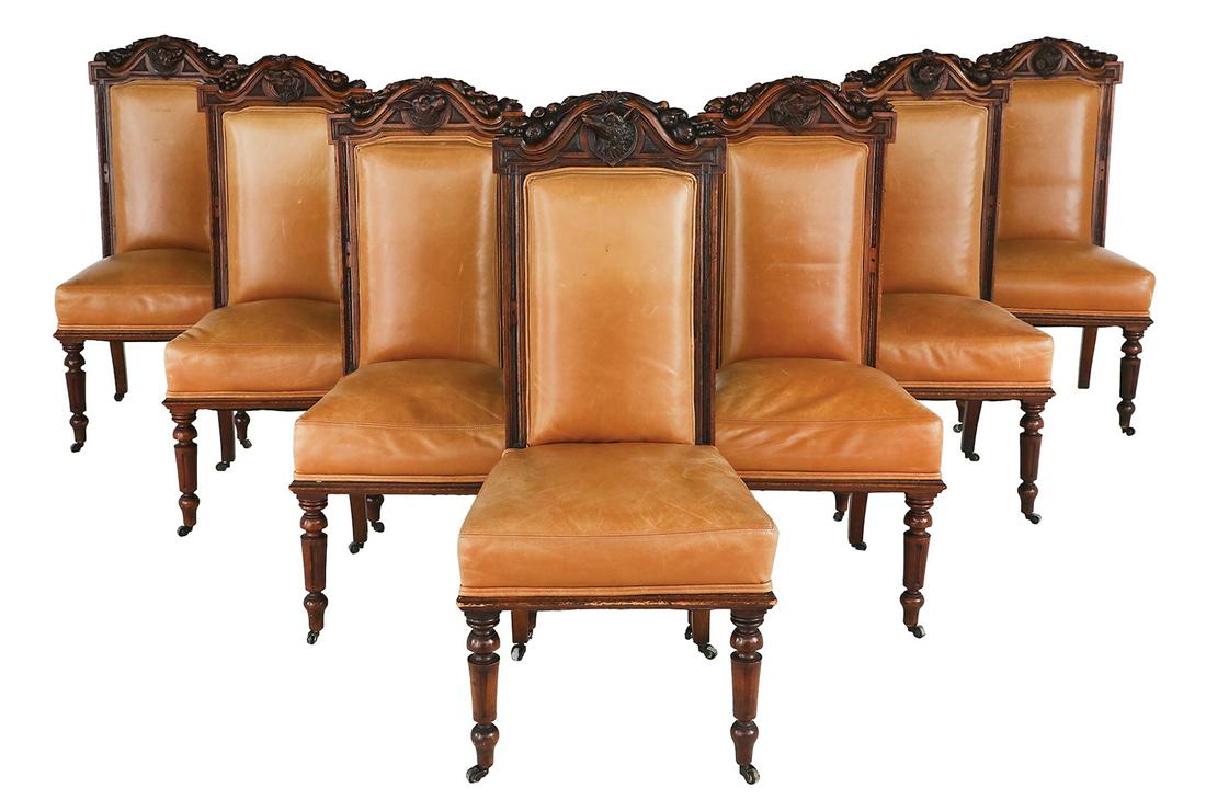 Suite of Seven Black Forest Walnut Chairs (1 of 5)