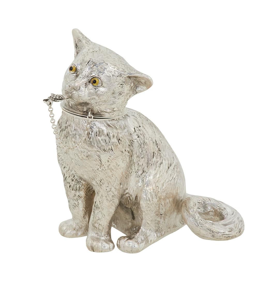 German Novelty "Cat" Silver Cocktail Shaker (1 of 4)