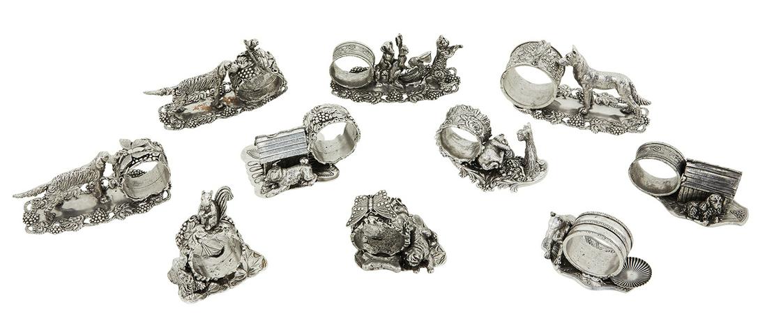 Ten Silverplate Figural Dog Napkin Rings (1 of 1)