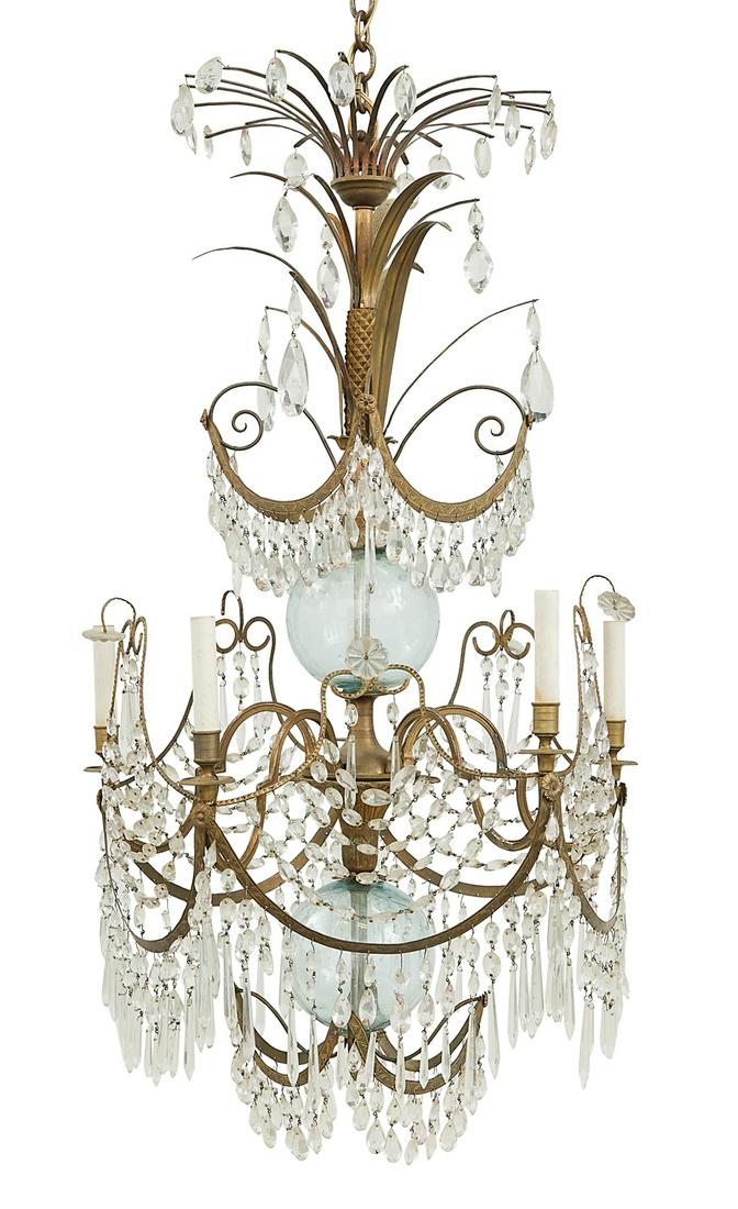 Unusual Russian Brass and Glass Chandelier (1 of 1)