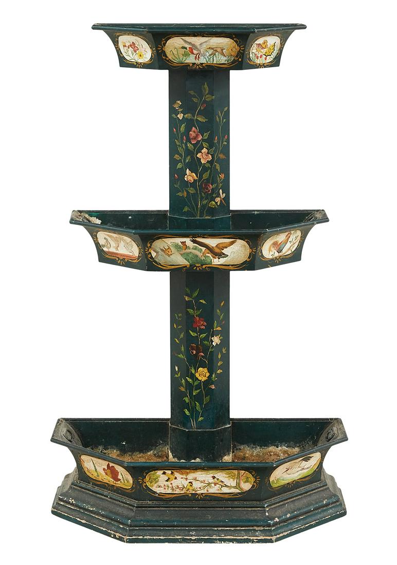 French Painted Tole Three-Tiered Jardiniere (1 of 3)