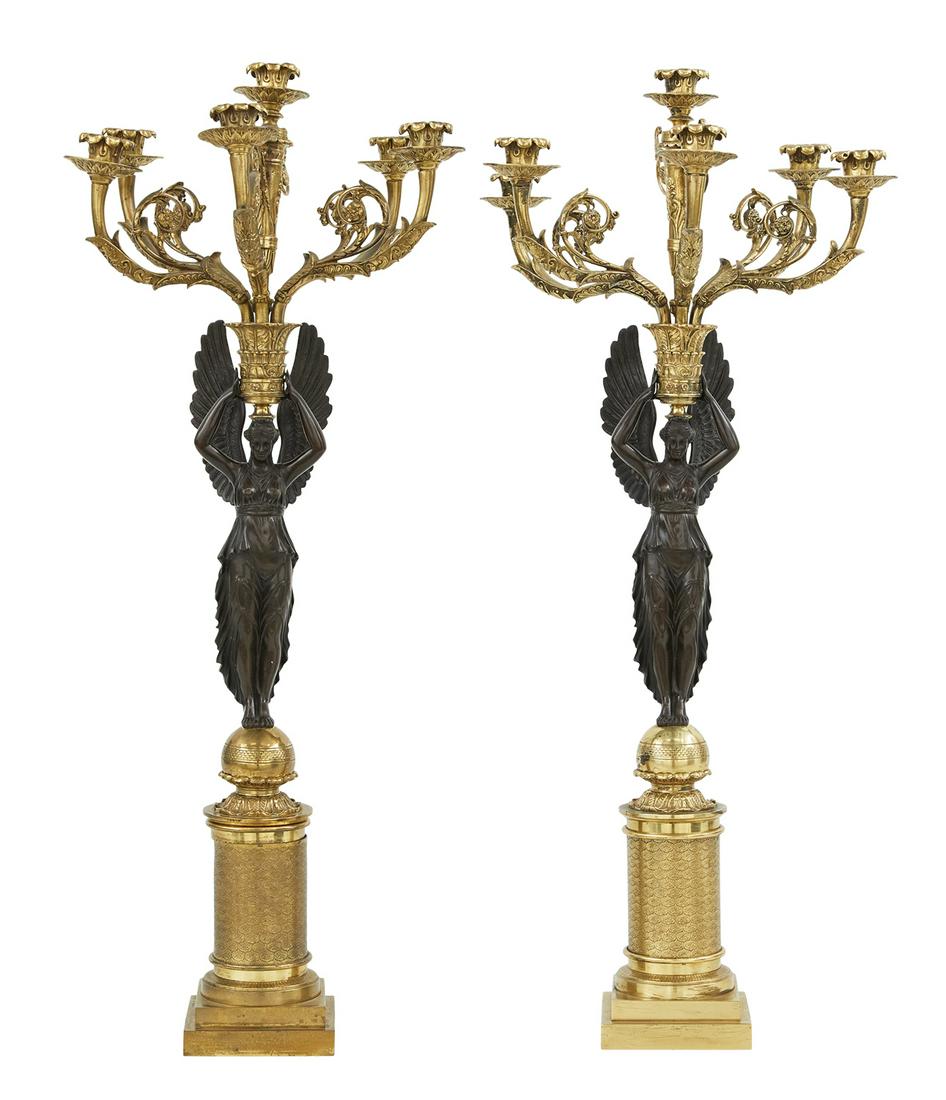 Pair of French Empire Bronze Candelabra (1 of 5)