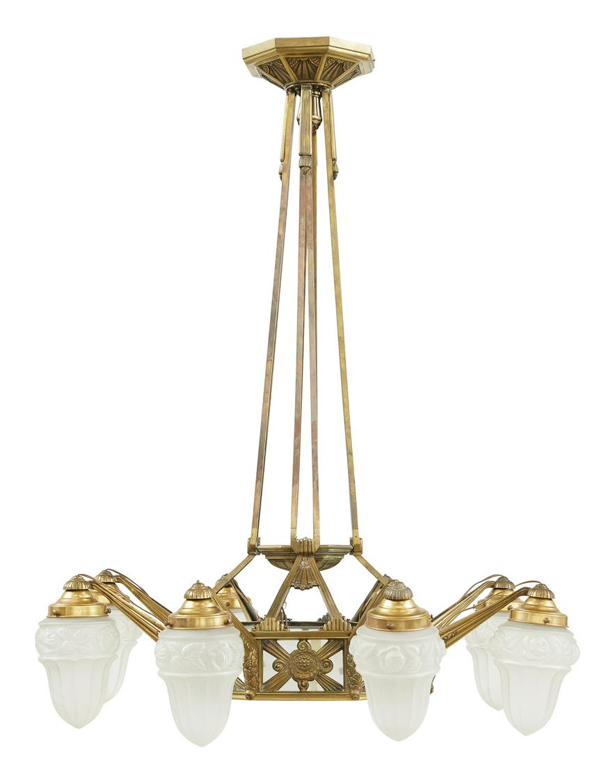 French Art Deco Bronze Chandelier (1 of 1)
