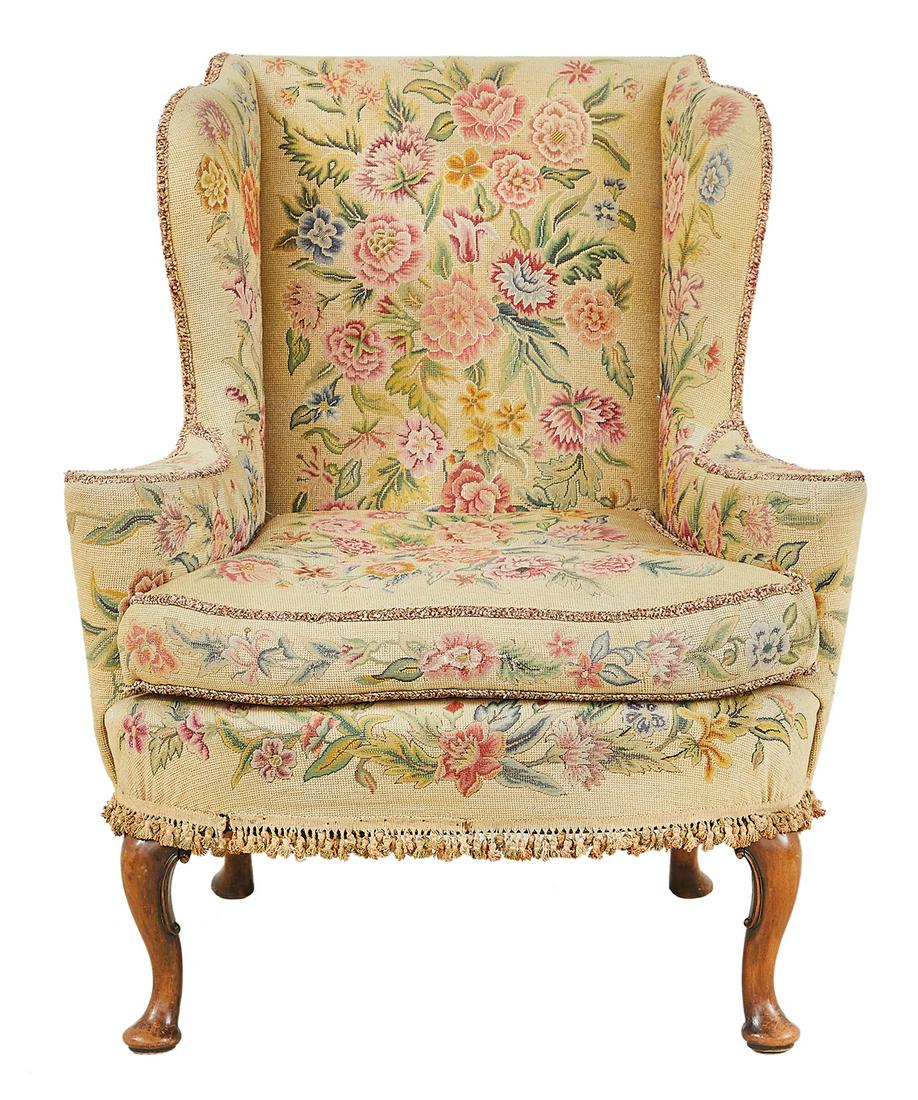 Queen Anne-Style Fruitwood Wing Chair (1 of 3)
