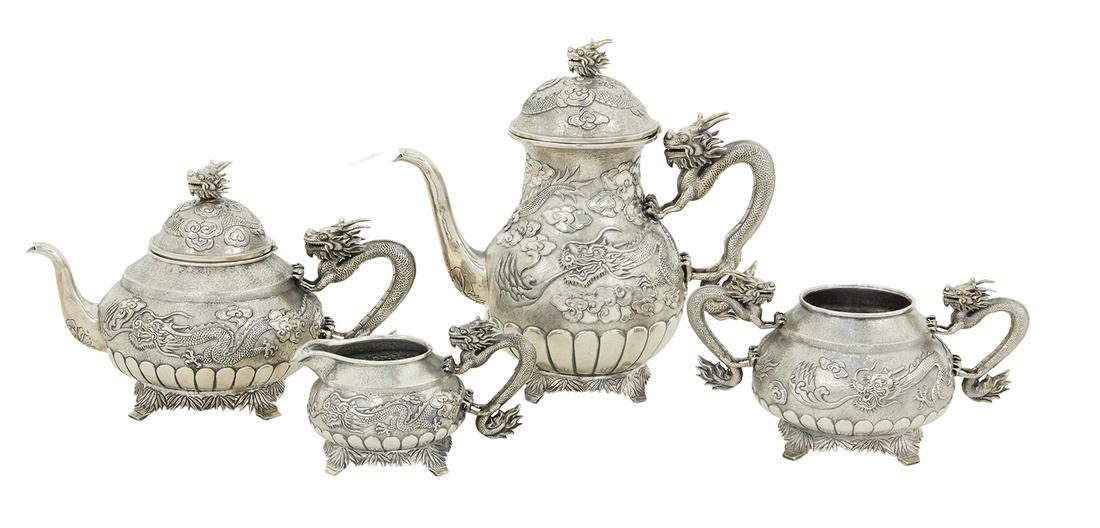 Good Chinese Export Silver Tea Set (1 of 8)
