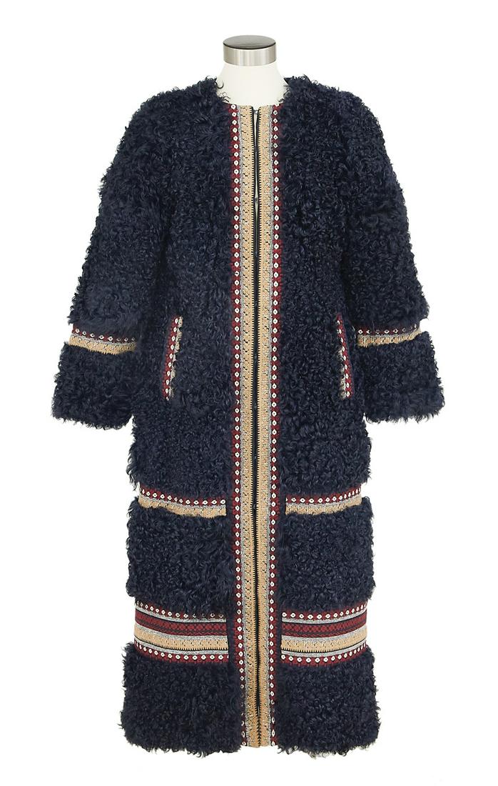 Red Valentino Navy Curly Lamb Coat (1 of 4)
