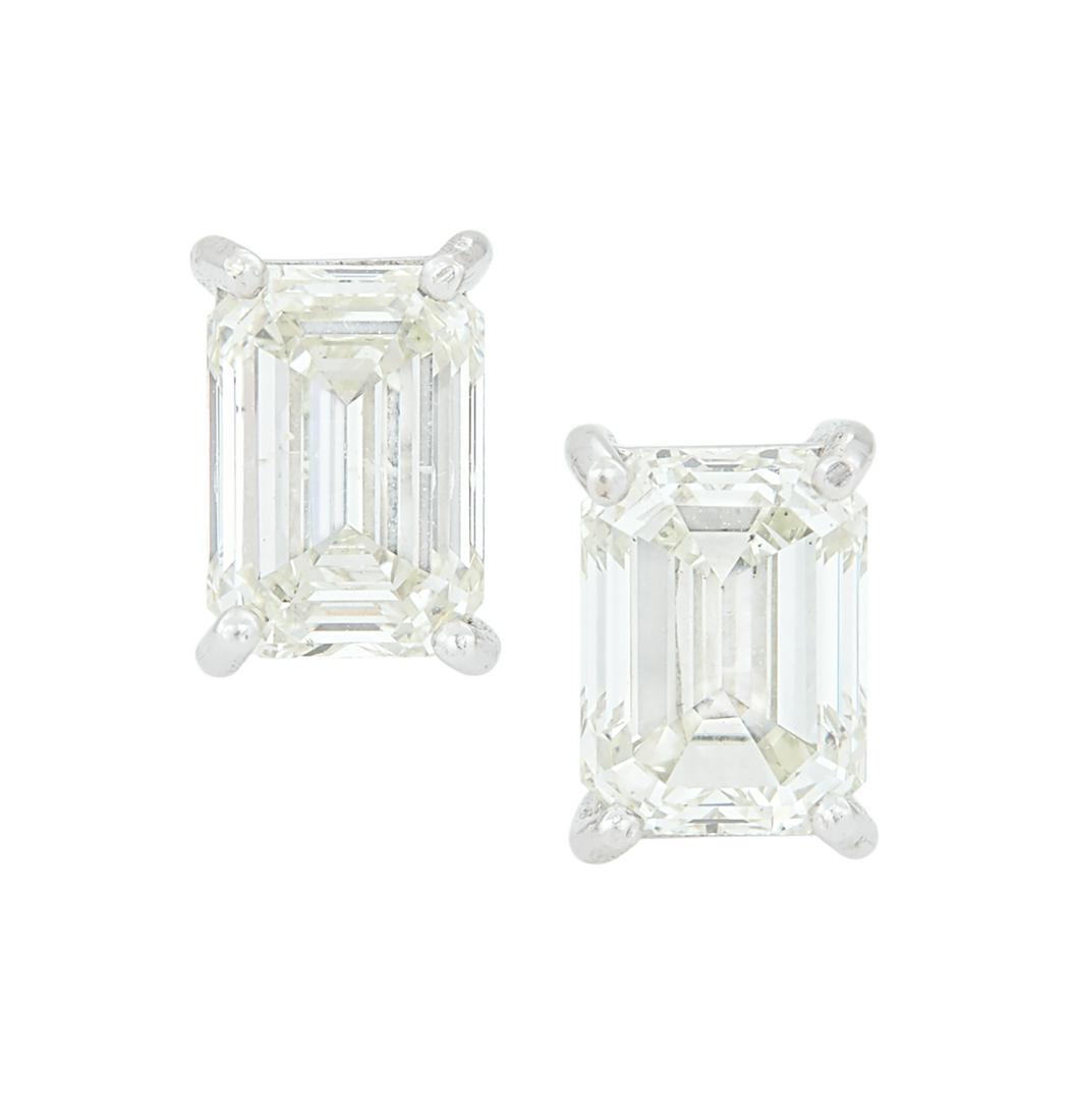 Pair of Emerald-Cut Diamond Stud Earrings (1 of 1)