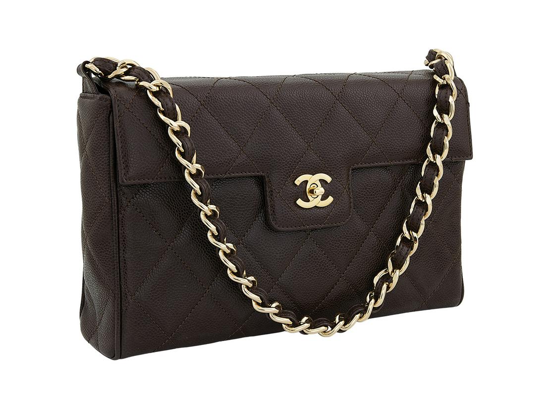 Chanel Chocolate Caviar Leather Shoulder Bag (1 of 5)