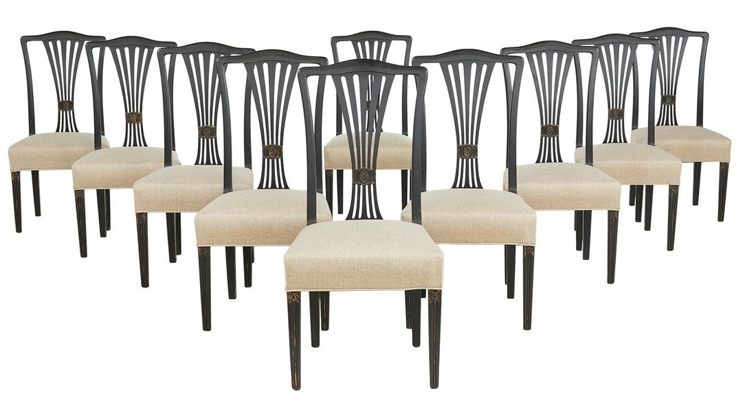 Ten Georgian-Style Polychrome Side Chairs (1 of 2)