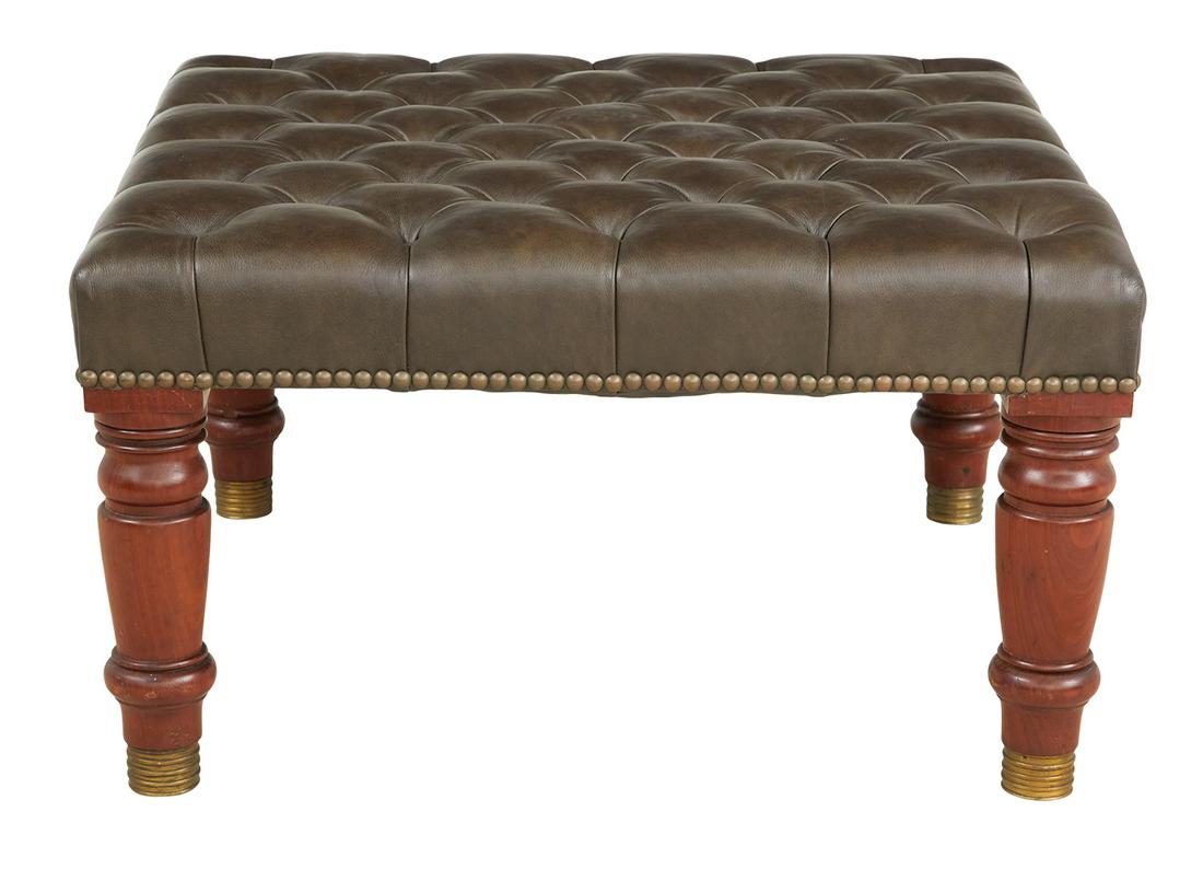 William IV-Style Leather-Covered Ottoman (1 of 2)