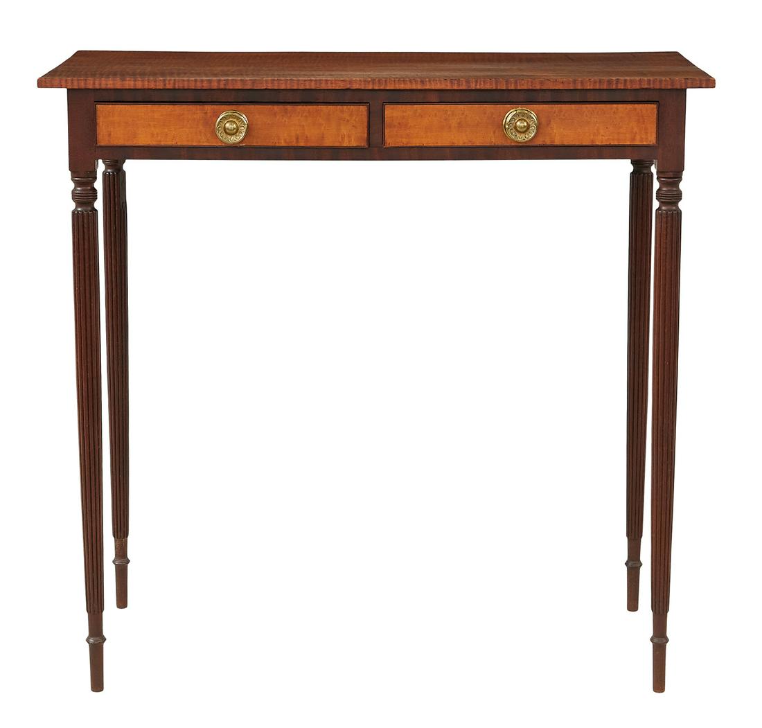 American Tiger Maple and Mahogany Side Table (1 of 3)