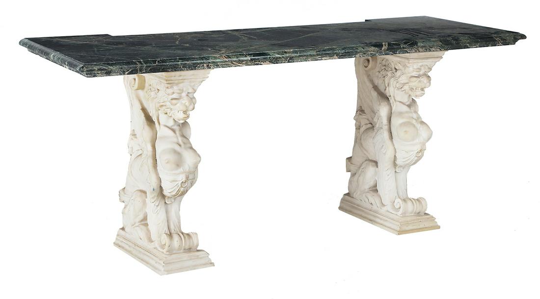 Monumental Marble and Faux Marbre Garden Table (1 of 3)