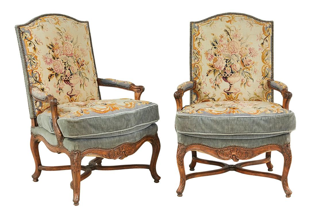 Pair of Regence-Style Fruitwood Fauteuils (1 of 2)