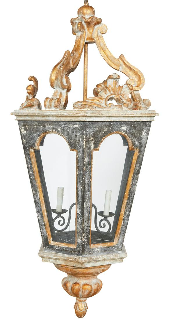 Venetian Carved and Parcel-Gilt Wooden Lantern (1 of 2)