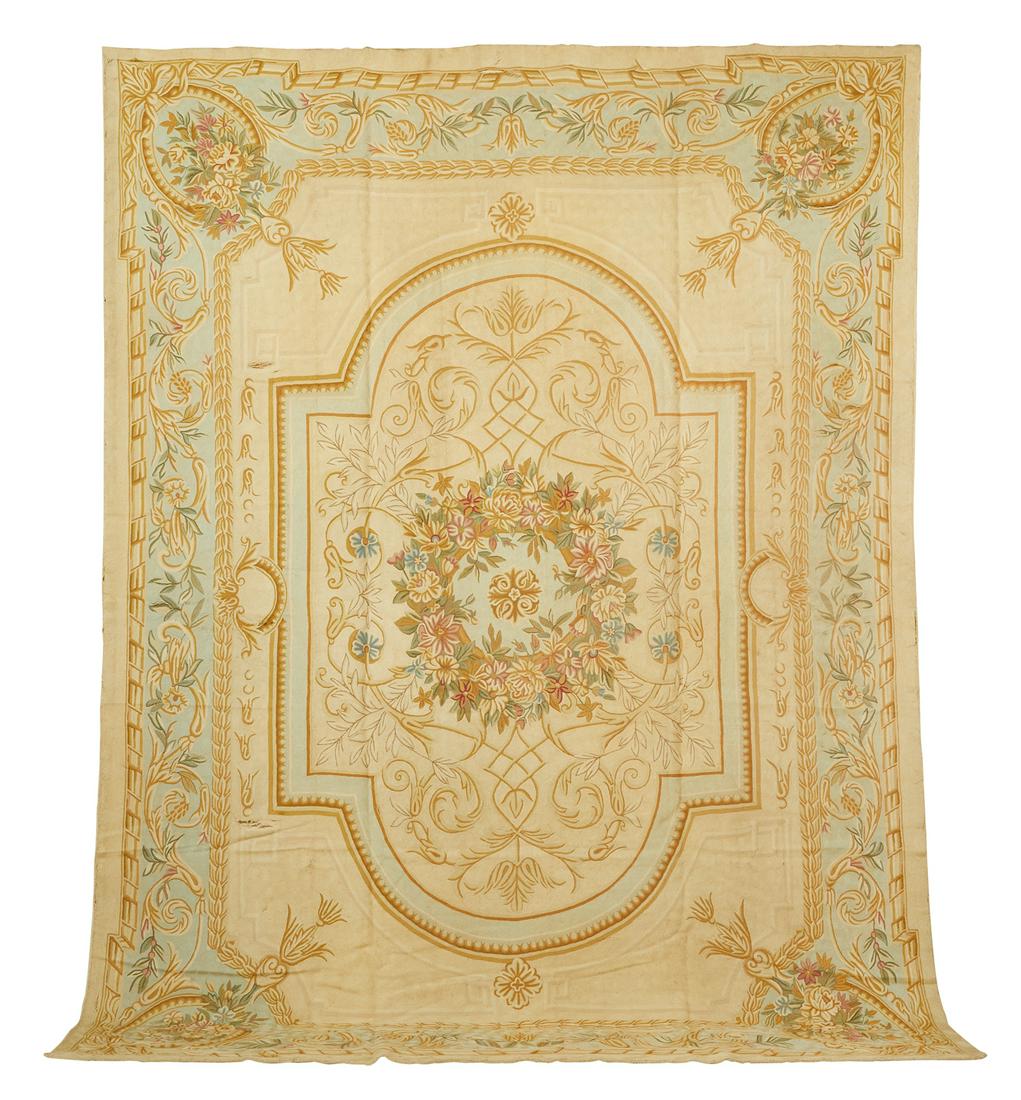 Louis XV-Style Wool and Cotton Aubusson Carpet (1 of 1)