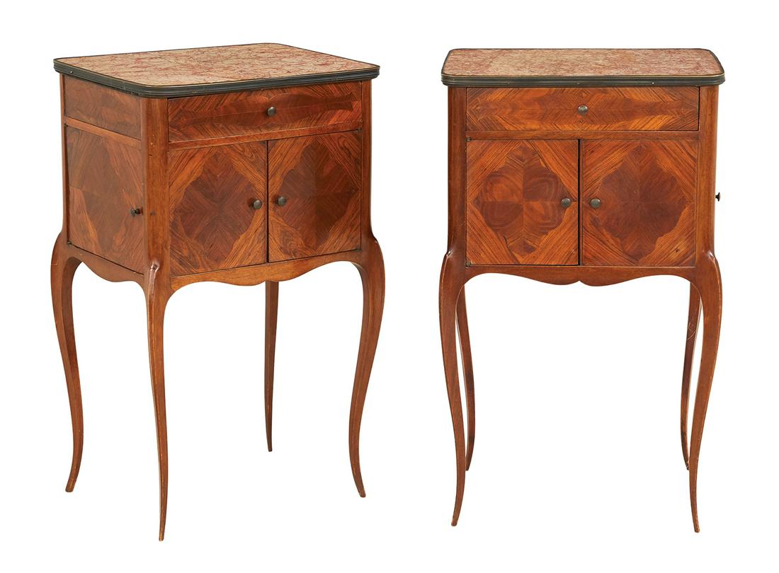 Pair of Louis XV-Style Marble-Top Petite Commodes (1 of 5)