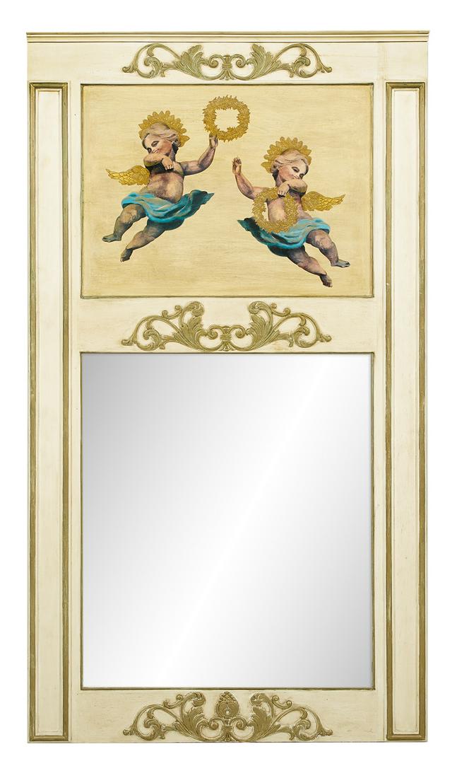 Painted and Parcel-Gilt Trumeau Mirror (1 of 2)