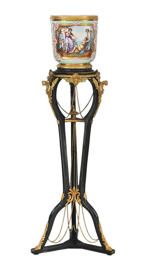 French Neo-Grec Porcelain Jardiniere on Stand (1 of 2)