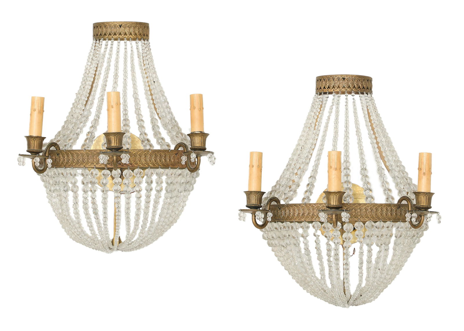 Pair of Empire-Style Metal and Crystal Sconces (1 of 3)