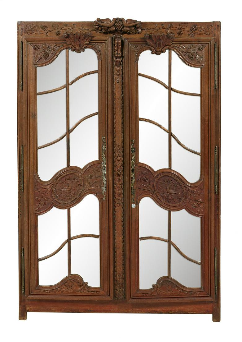French Provincial Carved Oak Armoire (1 of 3)
