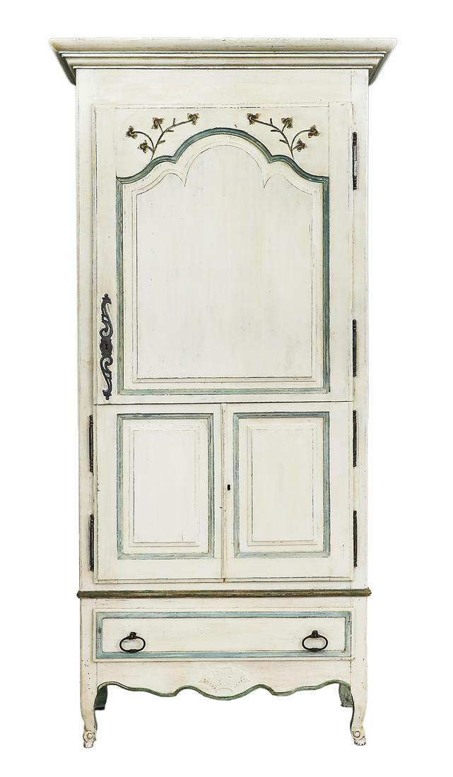 French Provincial-Style Polychromed Cabinet (1 of 3)
