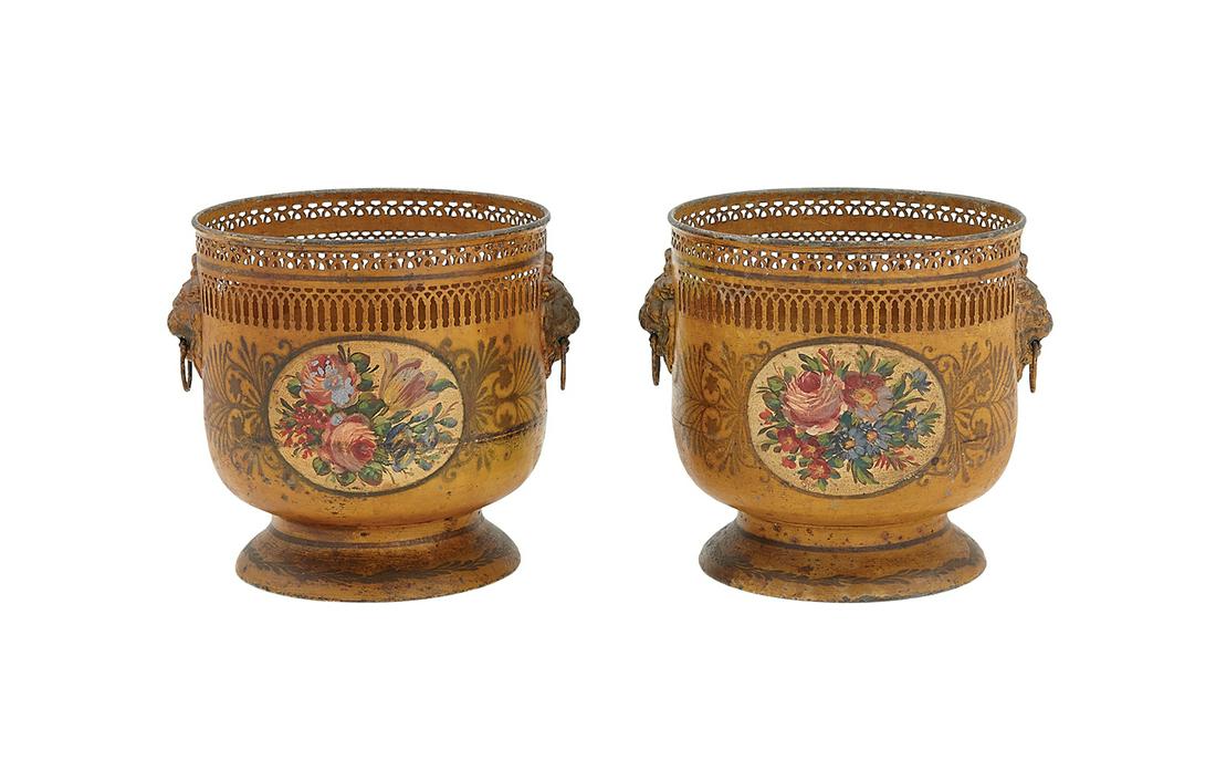Pair of French Tole Peinte Cachepots (1 of 1)